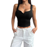 Dili Women's Clothing 2025 Spring And Summer Temperament Solid Color Knitted Sling Vest