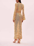 Knitted Long Dress 2025 Spring And Autumn New V-Neck Fashion Style Dress