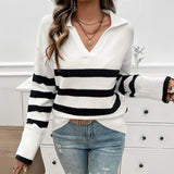 Dili Vacation Leisure Wind Striped Long-Sleeved Women's Sweater Women's Dresses Spring/Summer 2025