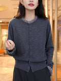Grey Sweater Coat Lady Autumn Lazy High-Grade Feeling To Reduce The Age Of Thin Wood Ear Knitted Shirt Top