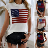 Dili 2025 Spring/Summer Independence Day Blouse Casual Crash-Colored Sweater Vest Women's Clothing