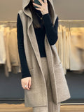 Mid-Long Vest Coat Women's Spring And Autumn Winter 2025 New Foreign Wear Fashion European Hooded Vest Vest