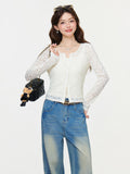 Lace Spliced Huge Good-Looking Top Two Sets Of Women 2026 Spring Cardigan Hottie Sexy Sling