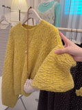 Gentle Wind Yellow Horse Hair Sweater Women Autumn And Winter Jacket Long-Sleeved Cashmere Knitted Jersey Lazi High-End Feel Top