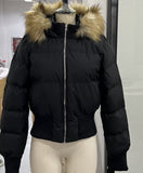 Fashion Winter Korean Woolen Hooded Zip Cotton Suit New 2025 Short-Sleeved Women's Clothing