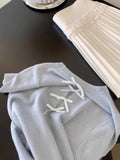 Blue Bow Embroidered Thin Knitted Short-Sleeved T-Shirt Women 2025 New Fashion Shoulder Shirt Top