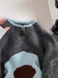 Korean High-End Zipper Knitted Jersey Autumn And Winter Lazy Leisure College Soft Sweater Jacket
