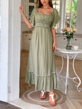 Dili Leisure Vacation Short Sleeve Simple Long Dress Dress Dress Women's Dress 2025 Summer