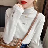 Dehing Plus Velvet Thick Long-Sleeved Women 2026 Autumn And Winter New Ocean White Half-High Collar Inside The Bottom Shirt Top