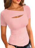 2025 New Products, Irregularly Repairing Short-Sleeved T-Shirt Top Women Women's Clothing