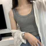 Anti-Walking Shading Lactose Thread Wide Shoulder Sling Vest Women Wearing Repair Inside The Bottom White Blouse