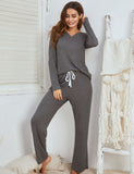 Autumn And Winter Ladies Homewear Suit Waffle Long-Sleeved Trousers Home Pajamas Set Women