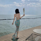 The Heart-Robed Atmosphere Feels The Holiday Wind Sweet High Open Fork To Close The Waist And Broken Flower Dress Pure Desire Beach Photo