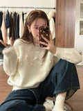 Super Good-Looking White Sea Hair Autumn And Winter Sweater Women's 2025 New Autumn Loose Lazy Knitted Shirt
