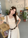Gentle Folds Irregularly Collar Shoulder Short-Sleeved T-Shirt 2026 Summer New Small Design Top