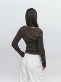 Autumn And Winter 2025 Gentle Lazy Wind Thin Waist V Collar Short Knitted Women's Sweater