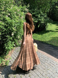 French Retro Kinesi Sleeveless Vest Dress Women's Summer Waist Design Feeling Seaside Holiday Swing Long Skirt