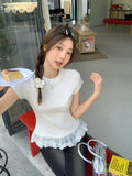 Ballet Style Lace Lace Collar Short-Sleeved T-Shirt Women 2026 Spring And Summer Pure Desire To Wear A Bottom Shirt Top