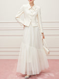 Spring 2026 White Moonlight Temperament A Word White Half-Dress Female Net Yarn Long Skirt Atmosphere Multi-Season
