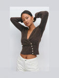 Autumn And Winter 2025 Gentle Lazy Wind Thin Waist V Collar Short Knitted Women's Sweater