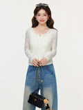 Lace Spliced Huge Good-Looking Top Two Sets Of Women 2026 Spring Cardigan Hottie Sexy Sling