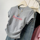 Pure Cotton Black Slimming Straight Shoulder Short-Sleeved T-Shirt Women's Summer 2025 New Burst On-Slamp Dress
