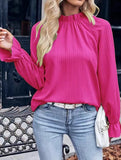 Spring And Summer Women's Solid Color Lotus Leaf Collar Loose-Fitting Chiffon French Top Shirt Women's Long Sleeves