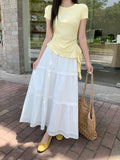 Lace Lace Splicing Cake Skirt Half Dress Girl Summer French A Word Umbrella Skirt White Large Swing Dress