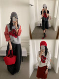 Korean Round-Necked Tomato Pattern Knitted Vest Women In Early 2025 New Folded Sleeveless Sweater Vest Top