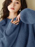 Red Bright Silk Knitted Women's 2025 Autumn And Winter New European Goods High-End Thickened Lazy Bottom Sweater Retro Top