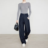 Multi-Season Can Wear A Long-Smelling Imitation Of The Cowboy Banana Pants Women's New Tibetan Cyan Pants Length Anti-Owl Display Thin Slebok Pants