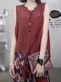 Irregular Hollow Sleeveless Vest Women Wear Knitted Shirts In Summer