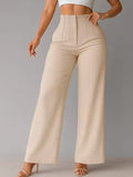 Women's New Casual Style Feeling Solid Broad-Legged Trousers Trousers Trousers Trousers