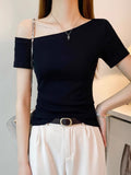 Spice Girls Collared Shoulder Alone Special To The Top Of The Women's Summer 2025 New Small Body To Wear Short-Sleeved T-Shirt