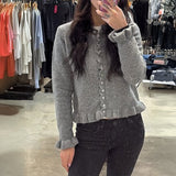 Dili Leisure Vacation Wind Solid Color Wool Woven Button Long-Sleeved Top Sweater Women's 2025 Autumn And Winter