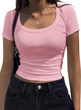 2025 New Round Collar Short-Sleeved Jersey Women's Casual Sexy Knitted Street