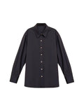 Spring And Summer New Black Gold Buckle Classic Shirt French Retro Fashion Long-Sleeved Top Female Senior Sense