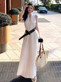 Pure Temperament Hanging Neck V-Neck Dress Women's Summer 2026 New Waist-Skinny Fashion High-End Vest Dress