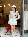 White POLO Collar Button Cool Long-Sleeved Shirt Women 2026 Autumn New High-End Folding Short Top