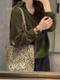 Lazy Wind Soft Glutinous Green Sweater Women Autumn And Winter Collar Slack Feeling Inside The Bottom Shirt Thin Bottom Knitting Top