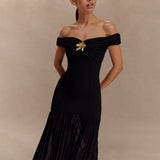 Women's Summer New Temperament Brush Braided Dress With Shoulder Mesh Stitching Package And Hip Dress