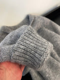 Lazy Wind Bull Horn Buckle Gray Collar Sweater Women Early Spring Large Fat Mm Shoulder Sleeves Thin Knitted Shirt