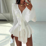 Autumn 2025 Long Sleeve New Fashion With Deep V Horn Long Sleeves Puppet Dress