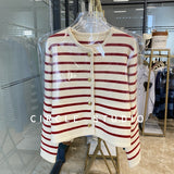 Ocean Design Sense Classic Striped Cardigan Small Fragrant Outside Wearing A Short Knitted Jacket 2025 Early Autumn New