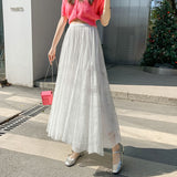 White Lace Dress Woman 2025 New Spring And Summer Temperament Long High-End Ponpong Mesh Dress A Word Umbrella Skirt