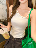 Super Good Oblique Collar Shoulder Irregular Sling Vest Summer 2026 New Willow Stud Design Blouse