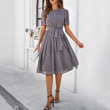 Dili Women's Clothing 2025 Spring And Summer Temperament Casual Wave Point With Long Dress Dress Dress