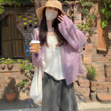 Thin Sunscreen Ice Silk Knitted Shirt Coat Women Summer Loose Lazy Wind Relaxation Outside The Air Conditioning Shirt Top