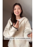 Lazy Design Hooded Sweater Female Jacket Head 2025 Autumn And Winter Soft Glutinous Loose Thick Knitted Jersey Top