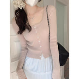 Bm Wind Short Small Knitted Bottom Top Girl Outside To Repair 2026 Early Spring New Folding Soft Cardigan